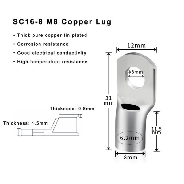 8AWG SB50 to Ring Terminal Cable - Image 4