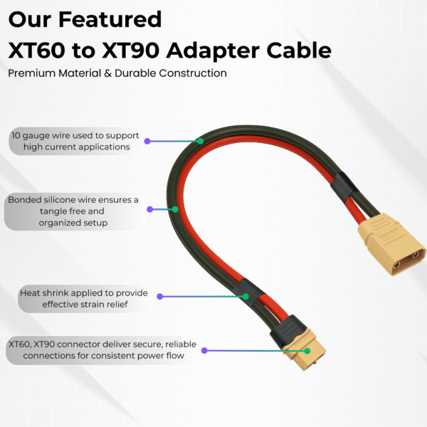 10AWG XT60 Male to XT90 Female Adapter Cable - Image 4