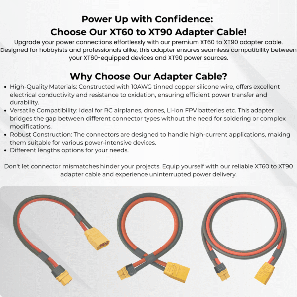 10AWG XT60 Male to XT90 Female Adapter Cable - Image 7