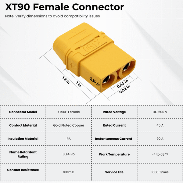 8AWG XT90 Female to SB50 Connector Cable - Image 2