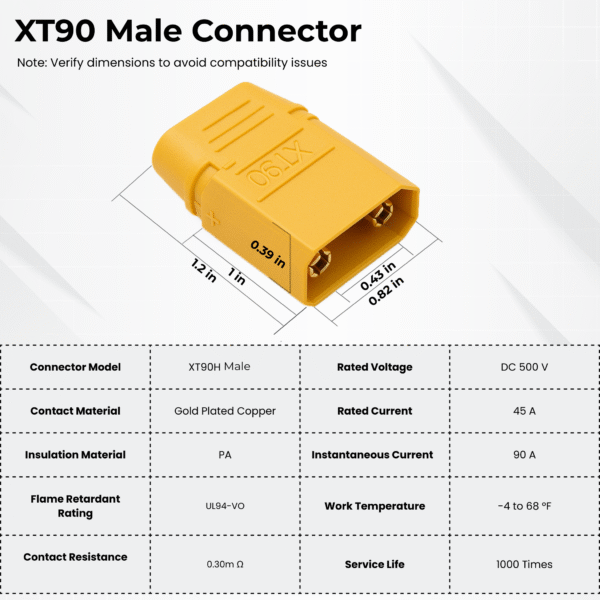 8 AWG XT90 Male to SB50 Connector Cable - Image 2